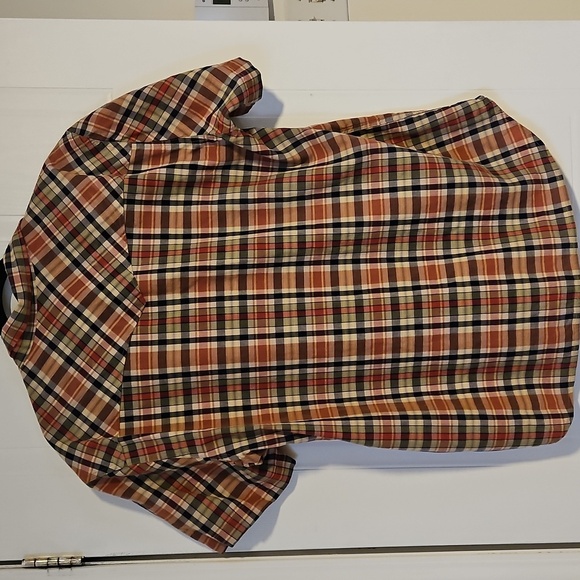 Lucky Brand Mens Large Button Down Shirt Short Sleeve Plaid Clasp Button - Picture 2 of 8